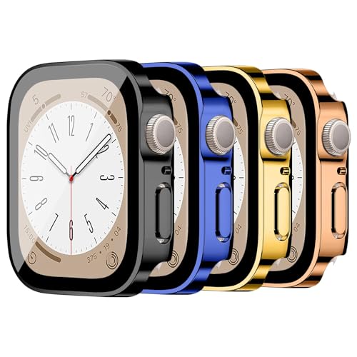 LEIXIUER 4 Stück Uhrenhüllen kompatibel für Apple Watch Series 42mm 46mm 40mm 44mm 41mm 45mm mit Displayschutz aus gehärtetem Glas, Harte PC-Schutzhülle für iWatch Series 10 9 8 7 6 5 4 SE LEIXIUER 4 Stück Uhrenhüllen kompatibel für Apple Watch Series 42mm 46mm 40mm 44mm 41mm 45mm mit Displayschutz aus gehärtetem Glas, Harte PC-Schutzhülle für iWatch Series 10 9 8 7 6 5 4 SE von LEIXIUER