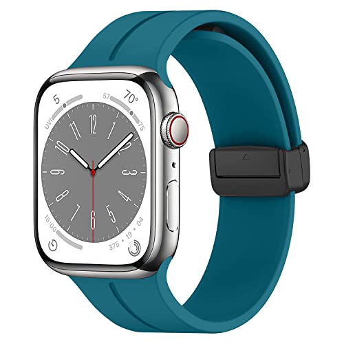 Magnetband Kompatibel mit Apple Watch Ultra/2 Armband 49mm 45mm 44mm 46mm 42mm 41mm 40mm iWatch Armbänder 38mm 42mm,Silikon Magnet Armband für iWatch Series 10/9 8/7/6/5/4/3/SE 2nd Herren/Damen von LEIXIUER