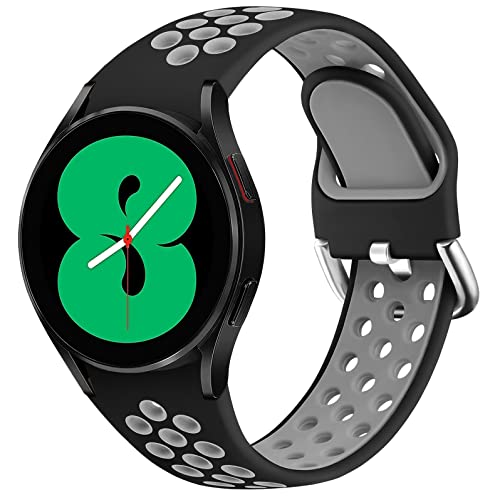 Silikon Armband Kompatibel mit Samsung Galaxy Watch 6/5/4/6 4 Classic 40mm 44mm 42mm 46mm 43mm 47mm, Atmungsaktive Ersatzarmbänder/Galaxy Watch 5 Pro 45mm,Schwarzgrau von LEIXIUER