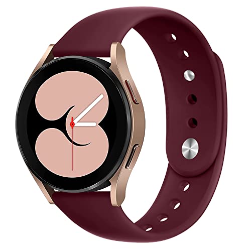 Silikon Armband kompatibel mit Samsung Galaxy Watch 6/5/4 40/42/44/46/43/47mm Uhrenarmband,20mm Weiches Silikon Sport Armbänder Ersatzbänder für Galaxy Watch 5 Pro 45mm/3 41mm(Weinrot) von LEIXIUER