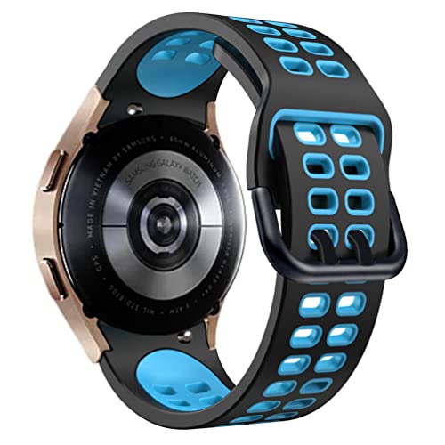 für Samsung Galaxy Watch 6/5/4/6 4 Classic 40/44/43/47/42/46mm/Galaxy Watch 5 Pro 45mm Armband, Buntes Silikon Einstellbar Sport Ersatzband, Zweifarbig atmungsaktives Uhrenarmband Schwarz Blau von LEIXIUER