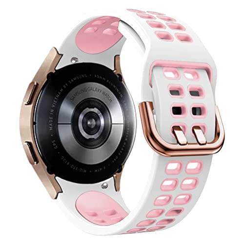 für Samsung Galaxy Watch 6/5/4/6 4 Classic 40/44/43/47/42/46mm/Galaxy Watch 5 Pro 45mm Armband, Buntes Silikon Einstellbar Sport Ersatzband, Zweifarbig atmungsaktives Uhrenarmband Weiß rosa von LEIXIUER