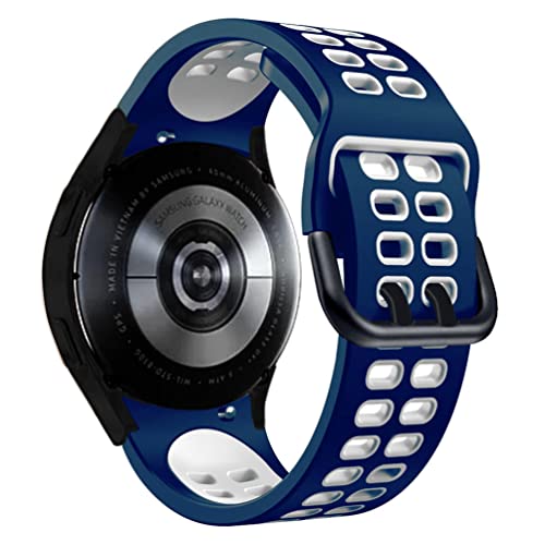 für Samsung Galaxy Watch 6/5/4/6 4 Classic 40/44/43/47/42/46mm/Galaxy Watch 5 Pro 45mm Armband Buntes Silikon Einstellbar Sport Ersatzband Zweifarbig atmungsaktives Uhrenarmband Mitternachtsblau weiß von LEIXIUER