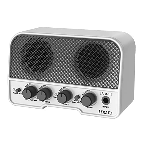 5W Mini-Gitarrenverstärker, LEKATO E-Gitarren-Verstärker mit dualem Lautsprecher Tragbare Gitarren-Combo Miniverstärker mit Clean- und Overdrive-Kanal für E-Gitarre, Ideal für Übungsverstärker Weiß von LEKATO