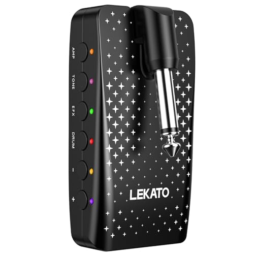 LEKATO Mini-Gitarrenverstärker mit 28 Drum Grooves, 14 integrierten Effekten, 14 Verstärkermodellen, wiederaufladbarer Multi-Effekt-Prozessor mit 14 Presets, Bluetooth, USB-Aufnahme von LEKATO