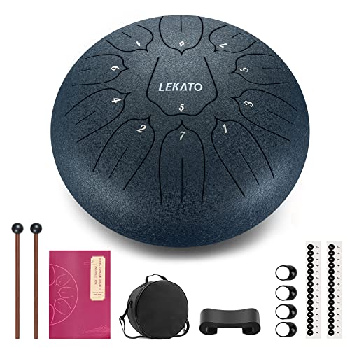 LEKATO Steel Tongue Drum, 10 Zoll 11 Tone D-Dur Zungentrommel Schlagzeug, Steel Pan Töne Schlaginstrument Hand Pan Drum für Meditation Yoga Klangheilung von LEKATO