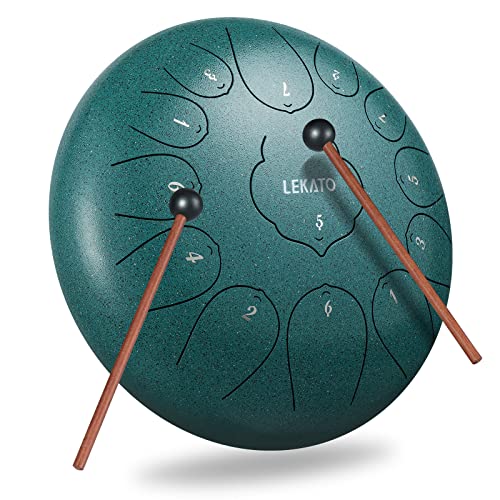 LEKATO Steel Tongue Drum, 12 Zoll 13 Tone Zungentrommel Schlagzeug, Steel Pan Töne Schlaginstrument Hand Pan Drum für Meditation Yoga Klangheilung von LEKATO