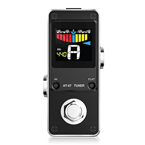 Stimmgerät-Pedal, LEKATO Chromatisches Stimmgerät-Pedal mit zwei Modi für Gitarre und Bass - Mini Stimmgerät Pedal mit LCD-Display für Chromatisches Instrumenten - Tonhöhen-Kalibrierung & Flat Tuning von LEKATO