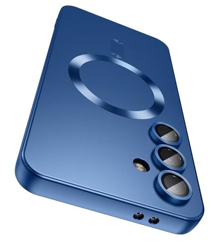 LEKEVO Magnetische Schutzhülle für Samsung Galaxy S25 Plus, kompatibel mit MagSafe, integrierter Kameralinsenschutz, schlank, weiches Silikon, stoßfest, metallischer Glanz, Blau von LEKEVO