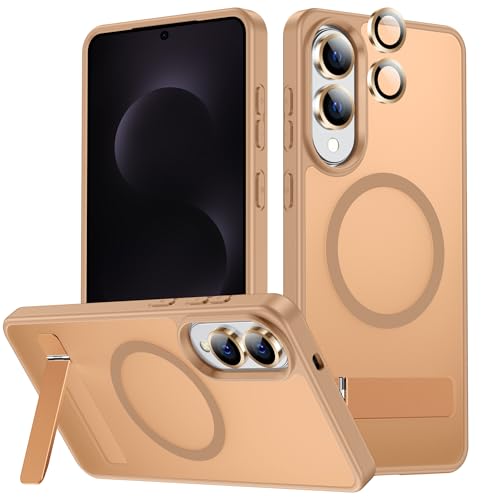 LEKEVO Schutzhülle für Samsung Galaxy S25 Edge mit Ständer, kompatibel mit MagSafe, Kameraobjektivschutz, durchscheinend, matt, dünn, Silikon, stoßfest, goldfarben LEKEVO Schutzhülle für Samsung Galaxy S25 Edge mit Ständer, kompatibel mit MagSafe, Kameraobjektivschutz, durchscheinend, matt, dünn, Silikon, stoßfest, goldfarben von LEKEVO