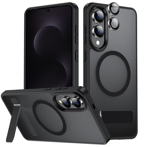 LEKEVO Schutzhülle für Samsung Galaxy S25 Edge mit Ständer, kompatibel mit MagSafe, Kameraobjektivschutz, durchscheinende matte schlanke Silikon-stoßfeste Handyhülle, Schwarz LEKEVO Schutzhülle für Samsung Galaxy S25 Edge mit Ständer, kompatibel mit MagSafe, Kameraobjektivschutz, durchscheinende matte schlanke Silikon-stoßfeste Handyhülle, Schwarz von LEKEVO