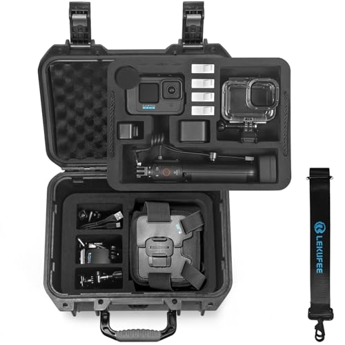 Lekufee Wasserdichter Hartschalenkoffer für Gopro Hero 13 black/12/11/10/9/8/Gopro Volta/Media Mod/Creator Edition/wasserdichte Actionkamera und Zubehör (Nur Transportkoffer) von LEKUFEE