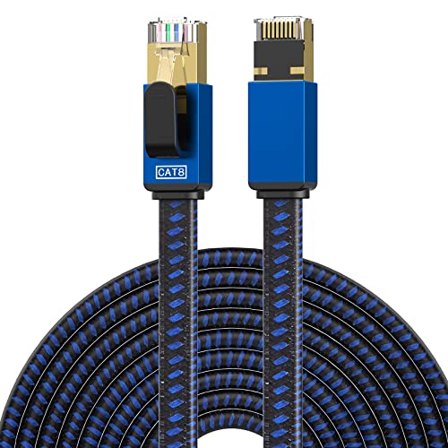 LEKVKM Ethernet-Kabel CAT8 1M geflochtenes Lan-Patchkabel aus Nylon mit hoher Geschwindigkeit geschirmt RJ45 40Gbps 2000MHz von LEKVKM