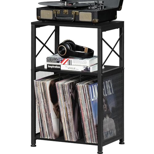 LELELINKY 3-Stöckiger Schallplattenständer, Vintage Vinyl Regal Beistelltisch, Schallplattenregal Halter Regal für Wohnzimmer, Eisenhaltig LELELINKY 3-Stöckiger Schallplattenständer, Vintage Vinyl Regal Beistelltisch, Schallplattenregal Halter Regal für Wohnzimmer, Eisenhaltig von LELELINKY