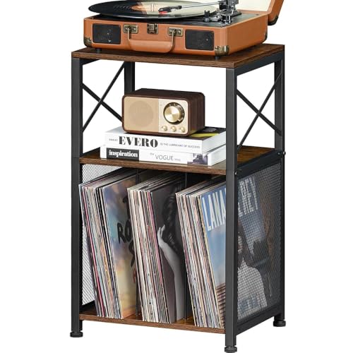 LELELINKY 3-Stöckiger Schallplattenständer, Vintage Vinyl Regal Beistelltisch, Schallplattenregal Halter Regal für Wohnzimmer, Gelb-Braun LELELINKY 3-Stöckiger Schallplattenständer, Vintage Vinyl Regal Beistelltisch, Schallplattenregal Halter Regal für Wohnzimmer, Gelb-Braun von LELELINKY