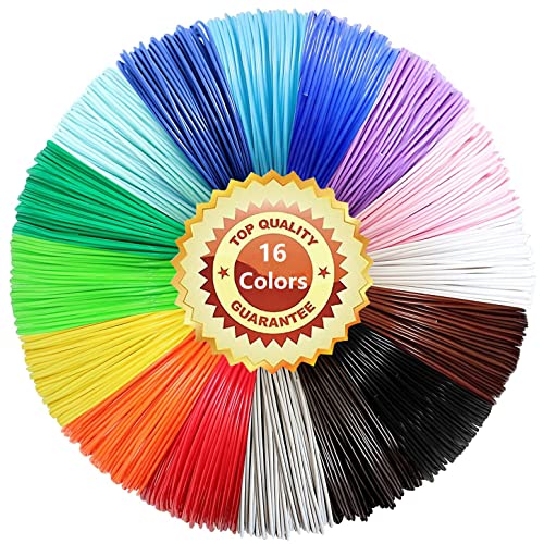 3D Stift Filament 1.75mm, LELYFIT PLA 3D Druck Filament, 16 Farben, jede Farbe ist 5 Meter, Insgesamt 80 Meter, 3D Druck Filament Farbsatz (16 Farben) von LELYFIT