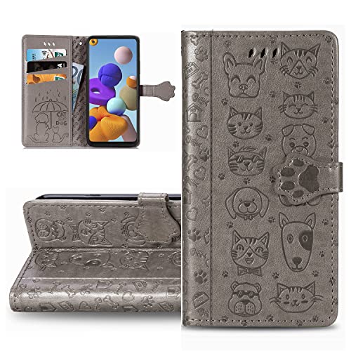 LEMAXELERS Galaxy A14 5G Hülle,Samsung Galaxy A14 5G Handyhülle Niedlich Katze Hund Blumen Flip Case PU Leder Cover Magnet Schutzhülle Tasche Ständer Handytasche für Samsung Galaxy A14 5G,SD Cat Gray von LEMAXELERS