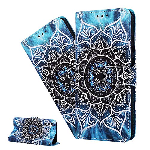 LEMAXELERS Galaxy A7 2018 Hülle,Für Samsung Galaxy A7 2018 Handyhülle Seemandala-Blume Flip Case PU Leder Case Cover Magnet Schutzhülle Ständer Handytasche für Galaxy A7 2018,YB Sea Mandala von LEMAXELERS