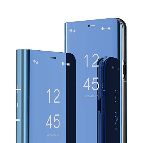 LEMAXELERS Galaxy S6 Edge Plus Hülle Spiegel Mirror Makeup Plating PU Flip Tasche Ledertasche Schutzhülle Handyhülle mit Ständer-Funktion Hülle Etui für Galaxy S6 Edge Plus,Mirror PU:Blue von LEMAXELERS