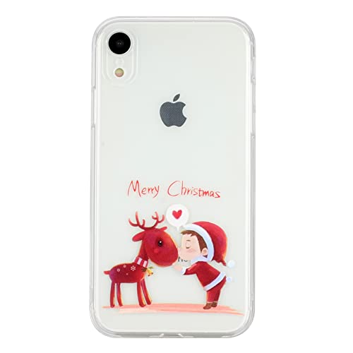 LEMAXELERS Glitzer Christmas Silikon Hülle für iPhone XR Handyhülle Transparent Durchsichtig Case Christmas niedlich Weihnachtsmann UltraDünn Schutzhülle für iPhone XR,HX Deer Child von LEMAXELERS