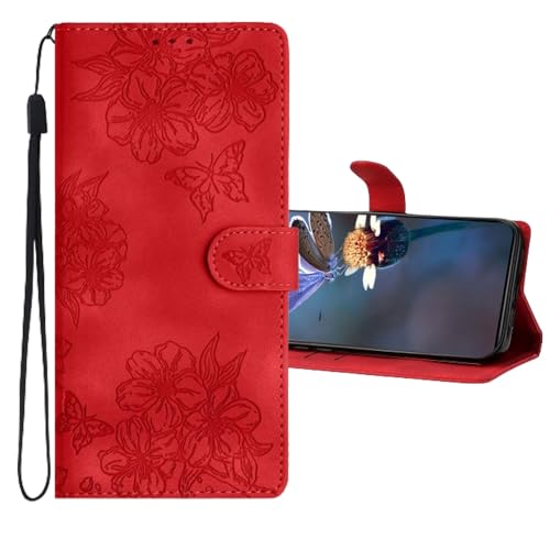 LEMAXELERS Handyhülle für Google Pixel 9 Hülle Lederhülle Klappbar Case klapphülle Stoßfeste Magnetische Brieftasche Kartenfach Ständer Schutzhülle Cover für Google Pixel 9 Rot XYYH. von LEMAXELERS