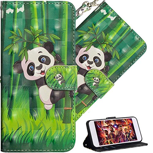 LEMAXELERS iPhone 12 Mini Hülle,Für iPhone 12 Mini Handyhülle Glitzer 3D Süßes Panda Grüner Bambus Flip Case PU Leder Magnet Schutzhülle Ständer Handytasche für iPhone 12 Mini,YX Panda Bamboo von LEMAXELERS