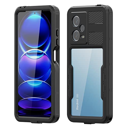 LEMAXELERS wasserdichte Hülle für Xiaomi Redmi Note 12 Pro 5G Handytasche IP68 Wasserdicht Hülle mit Kameraschutz Outdoor Schutzhülle Robust Case Handyhülle für Redmi Note 12 Pro 5G Schwarz FSK von LEMAXELERS