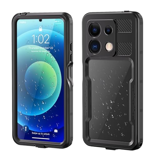 LEMAXELERS wasserdichte Hülle für Xiaomi Redmi Note 13 Pro 5G Handytasche IP68 Wasserdicht Hülle mit Kameraschutz Outdoor Schutzhülle Robust Case Handyhülle für Redmi Note 13 Pro 5G Schwarz FSK von LEMAXELERS