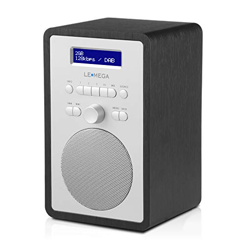 LEMEGA CR2+ DAB/DAB+ Digitalradio,UKW-Digitalradio,DAB-Radio Netzbetrieben,Doppelter Wecker,Küchen-Schlaf-Snooze-Timer,20 voreingestellte Sender,Kopfhörerausgang,Holzeffekt (Schwarz) von LEMEGA