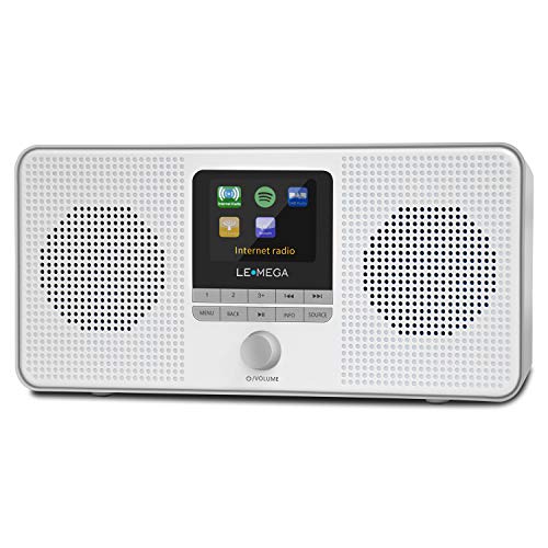 LEMEGA IR4S Stereo WiFi Internet Radio,Tragbares DAB/DAB+/FM Digitalradio,Spotify Connect,Bluetooth,Doppel Wecker,60 Voreinstellungen,Kopfhörer-Ausgang,Batteries und Netzstrom - Grau von LEMEGA