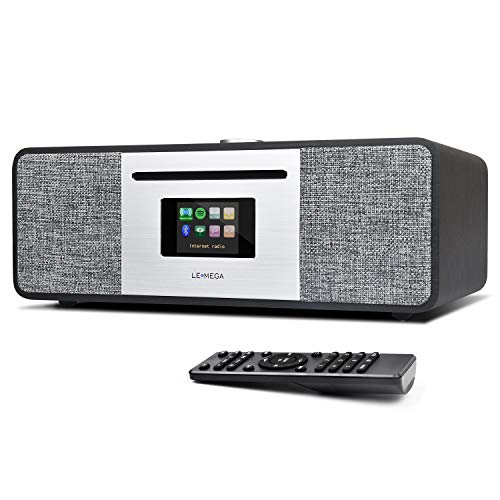 LEMEGA MSY5 All-In-One Musik System,CD Player,DAB/DAB+und FM Digital Radio,Stereo Internet Radio,Spotify Connect,Bluetooth Lautsprecher,USB Aufladen,Wecker,Fernbedienung&App Steuerung.Schwarze Eiche von LEMEGA