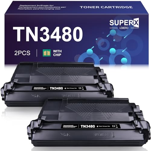 LEMERO SUPERX Toner Kompatibel für Brother TN3480 TN-3480 TN-3430 TN3430 für Brother MFC-L5750DW MFC-L5700DW HL-L5200DW FC-L5700DW HL-L5000D HL-L5200DWT 2xSchwarz von LEMERO SUPERX