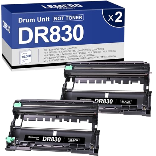 LEMERO UEXPECT Kompatible DR830-Trommeleinheit für Brother DR830 DR-830 DR 830 Trommel zur Verwendung mit HL-L2460DW DCP-L2640DW HL-L2405W MFC-L2820DW HL-L2400D HL-L2480DW Drucker (2 Stück, kein Toner von LEMERO UEXPECT