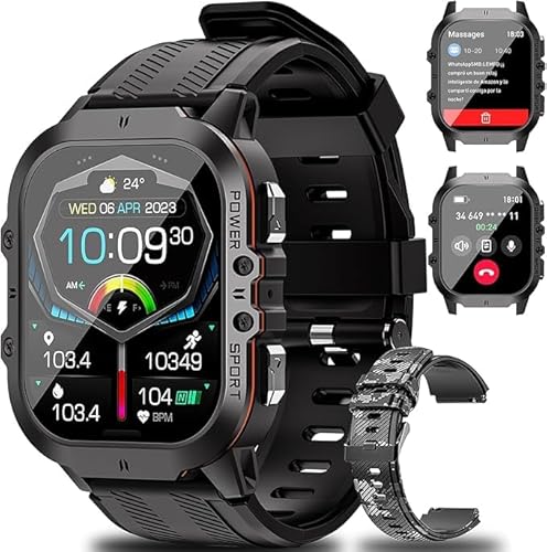 LEMFO C26 Smartwatch Herren mit 1,96 AMOLED Bildschirm/Telefonfunktion/480mAH//1ATM wasserdichte/120+ Sportmodi Smartwatch mit Herzfrequenzüberwachung für Android IOS von LEMFO