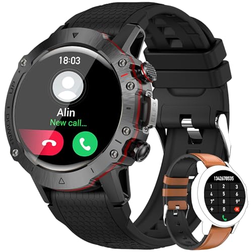 LEMFO Militär Smartwatch Herren, 1.39" Smartwatch mit Telefonfunktion, 114 Sportmodi Smart Watch mit Überwachung von Herzfrequenz, Blutdruck, SpO2, IP68 Wasserdicht, Smartwatches für Android iOS von LEMFO