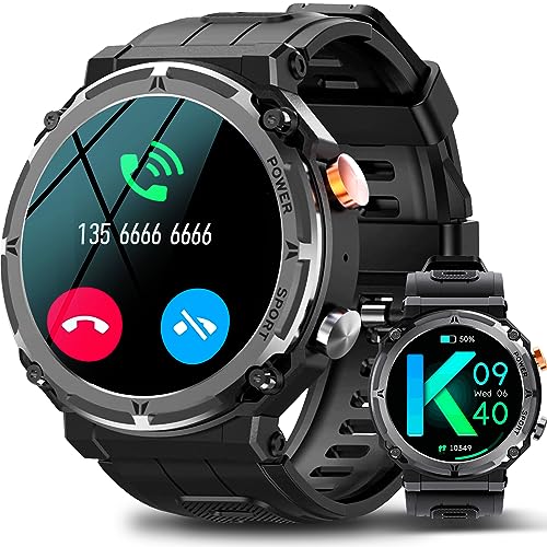 LEMFO Smartwatch Herren, 1.39" Smartwatch mit Telefonfunktion, 100+ Sportmodi 1ATM Wasserdicht Erkennung von Herzfrequenz/Blutdruck/SpO2 Schlafmonitor Schrittzähler, Smart Watch für Android iOS von LEMFO