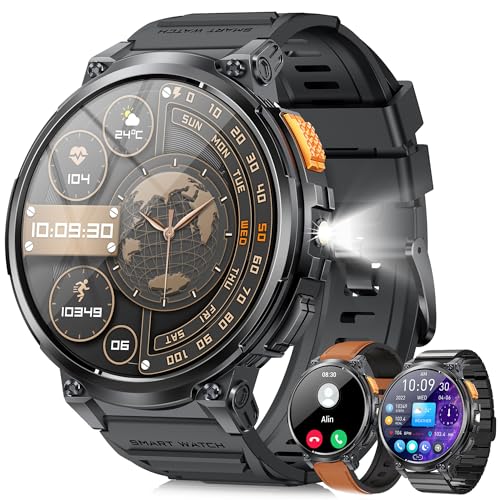 LEMFO Smartwatch Herren 1.85" Großes Display und 730mAh Akku, IP68 Wasserdicht/120+Sport Modus/Herzfrequenz, Schlaferkennung Outdoor Smart Watch Herren Militär für Android iOS, 3 Uhrarmband LEMFO Smartwatch Herren 1.85" Großes Display und 730mAh Akku, IP68 Wasserdicht/120+Sport Modus/Herzfrequenz, Schlaferkennung Outdoor Smart Watch Herren Militär für Android iOS, 3 Uhrarmband von LEMFO