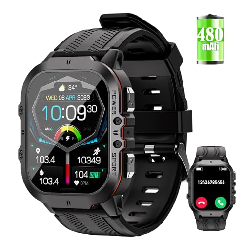 LEMFO Smartwatch Herren mit 480mAH/1,96 AMOLED Bildschirm/Telefonfunktion/1ATM wasserdichte/120+ Sportmodi Smartwatch mit Herzfrequenzüberwachung für Android IOS LEMFO Smartwatch Herren mit 480mAH/1,96 AMOLED Bildschirm/Telefonfunktion/1ATM wasserdichte/120+ Sportmodi Smartwatch mit Herzfrequenzüberwachung für Android IOS von LEMFO