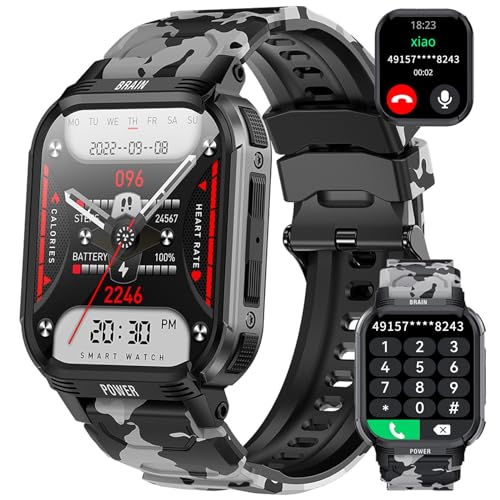 LEMFO Smartwatch Herren mit Telefonfunktion,350mAh Akku 10 Tage Normale Nutzung Smartwatch 1.85" HD Bildschirm IP68 Wasserdicht 24H Gesundheitsüberwachung Smart Watch für Android IOS von LEMFO