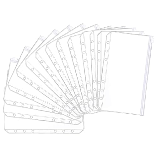 15 Stück A5 Binder Taschen, 6 Löcher Binder Taschen Durchscheinende aus Kunststoff Wasserdicht Zip Verschluss Lose Blatt Taschen für Dateien Dokumente Notizbücher von LEMLIN