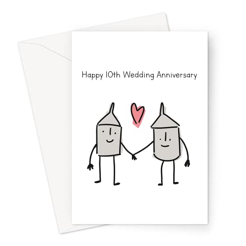 Glückwunschkarte zum 10. Hochzeitstag, zwei Blechdosen in Liebe, für Ehepartner, zehn Jahre verheiratet von LEMON LOCO