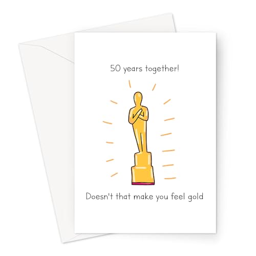 Grußkarte zum 50. Hochzeitstag, goldfarben für Ehemann oder Ehefrau von LEMON LOCO
