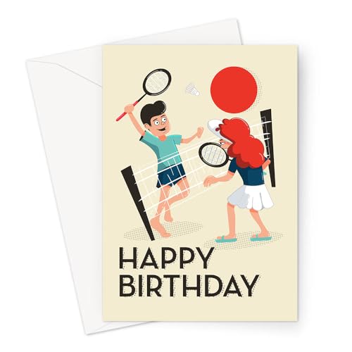 Happy Birthday Badminton Greeting Card | Couple Playing Badminton Happy Birthday Card, Hobby Birthday Card For Badminton Player von LEMON LOCO