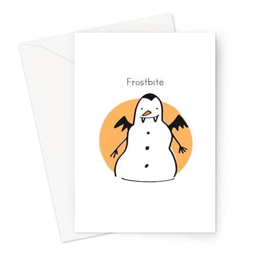 LEMON LOCO Frostbite Greeting Card | Funny Vampire Snowman Christmas Card, Joke Christmas Card, Spooky Pun Christmas Card, Dracula, Frosty von LEMON LOCO
