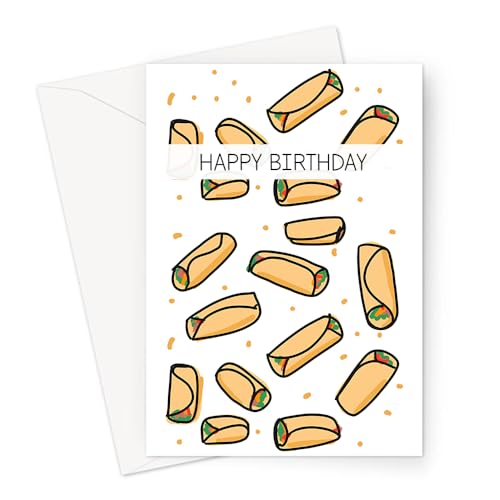 LEMON LOCO Happy Birthday Burrito Print Greeting Card | Burritos Birthday Card, Mexican Food, Burrito Illustration, Breakfast Burrito, Veggie Burrito von LEMON LOCO