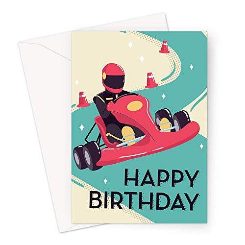 LEMON LOCO Happy Birthday Go Karting Greeting Card | Driver In Go Kart On A Track Happy Birthday Card, Hobby Birthday Card For Go Kart Driver von LEMON LOCO