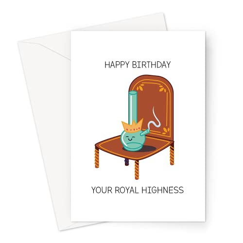 LEMON LOCO Happy Birthday Your Royal Highness Greeting Card | Funny Hand Illustrated Bong On A Throne Birthday Card, Stoner Birthday Card von LEMON LOCO