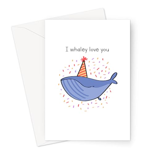 LEMON LOCO I Whaley Love You Greeting Card | Funny Pun Greeting Card For Girlfriend or Boyfriend, Pun Anniversary Card, Whale Doodle Valentine's Card von LEMON LOCO