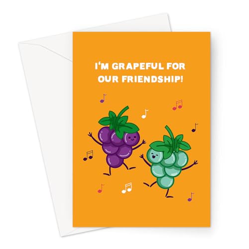 LEMON LOCO I'm Grapeful For Our Friendship! Greeting Card | Funny Thank You Friendship Card, Grateful For Our Friendship, Two Happy Bunches Of Grapes von LEMON LOCO