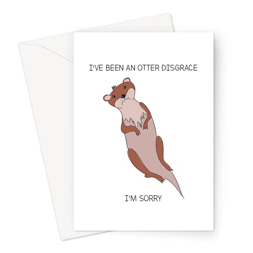 LEMON LOCO I've Been An Otter Disgrace I'm Sorry Greeting Card | Funny Pun Apology Card, Joke Sorry Card, Sorry Looking Otter Forgive Me Card von LEMON LOCO